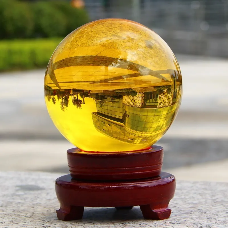 yellow Crystal ball Fengshui Ball Recruit money Town house Na Fu living room Study work office computer table Opening Ceremony