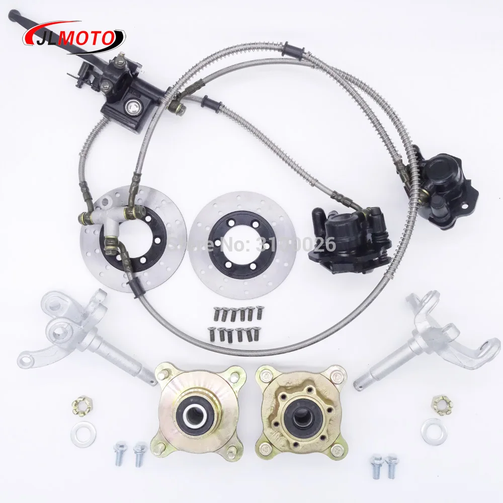 1 zestaw wrzeciona kierownicy Knuckle wrzeciona z uchwytem piasty koła hamulca pasuje do ATV 150cc 200CC 250CC 300CC wózek golfowy Quad części