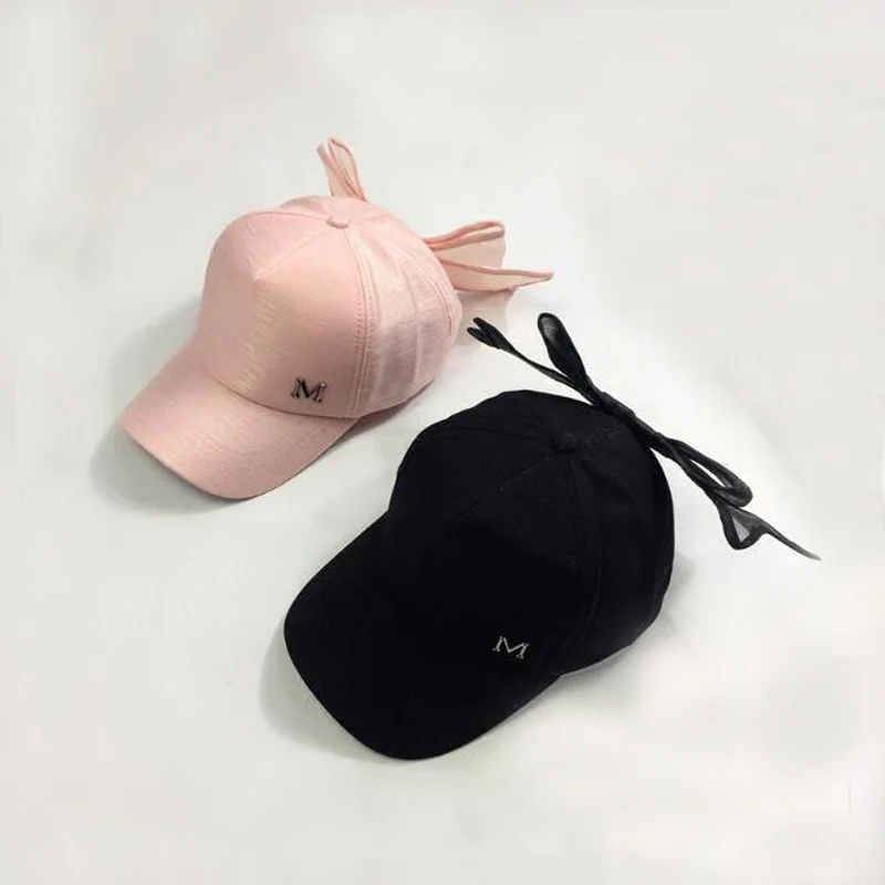 Parent-child Baseball Cap Fashion Mother Daughter Sun Cap Solid Bowknot Hat For Girls Wide Brim Summer Sun Cap Girls Clothing