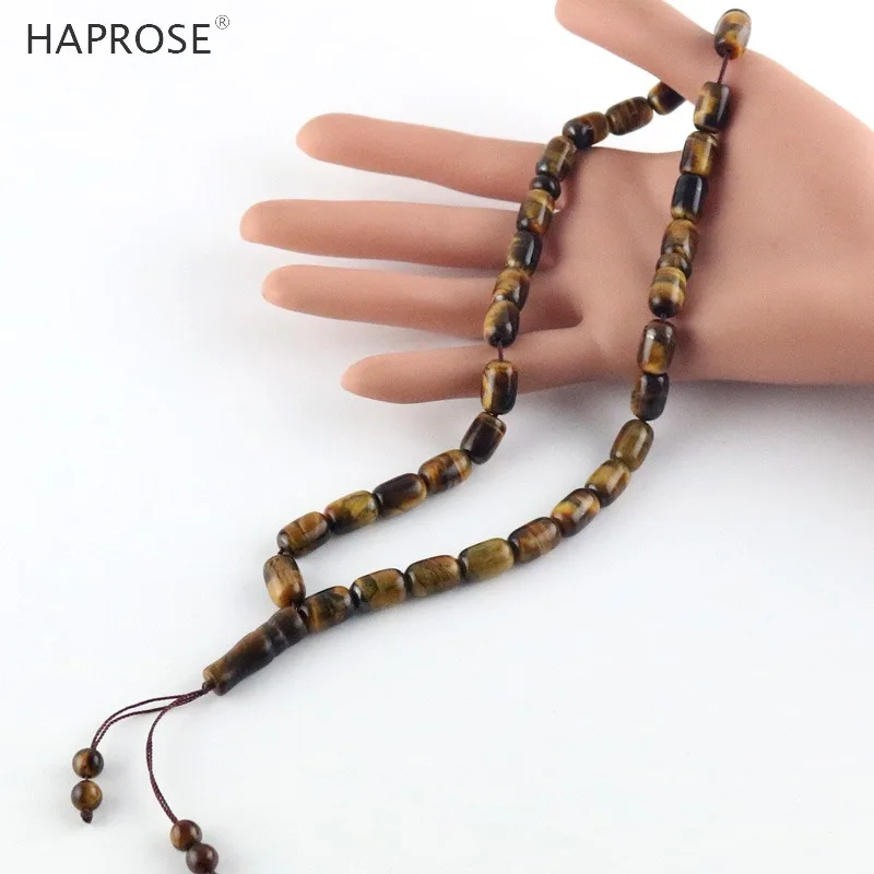 Original natural stone jewelry 33 beads tiger eye stone oval column 8*11mmTasbih Allah accessories bracelet free shipping