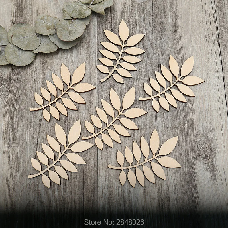 Wooden leaf branch shape, plant wood Embelishments, Blank Shapes,Craft Supply, twig with leaves art project