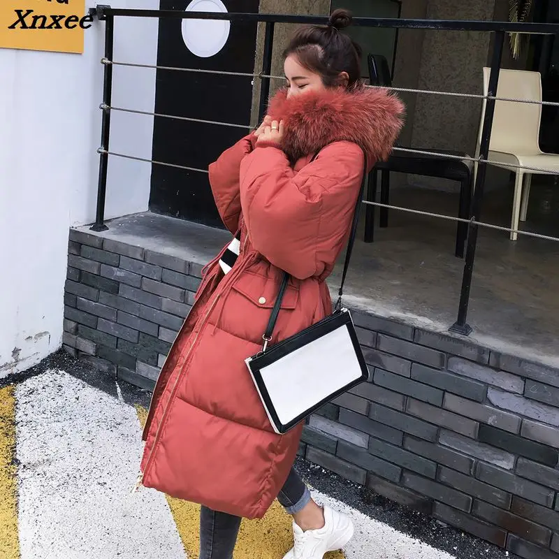 

2018 Winter Women Hooded Coat Fur Collar Thicken Warm Long Jacket Female Outerwear Parka Ladies Chaqueta Feminino