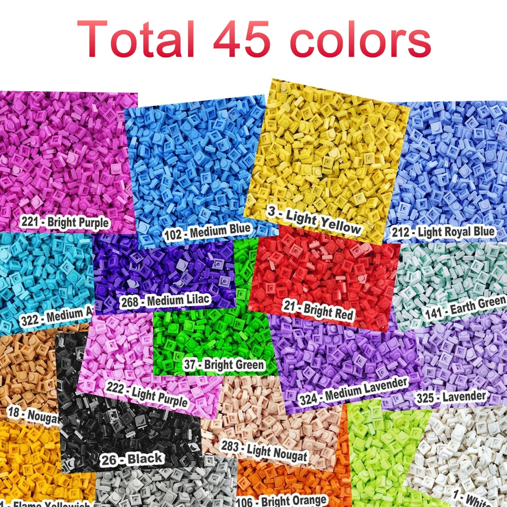 2000 pcs/lot  Educational Toy Plastic Small Building Blocks Brick Accessory 1X1 Plate 45 Colors Pixel Art DIY Toys for Children