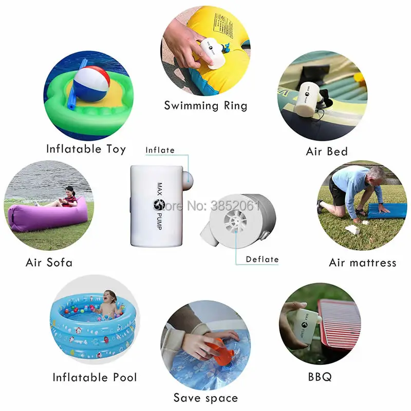 

Portable Electric Air Pump for Inflatable Car Travel Bed,USB Rechargeable max Air Pump-Quick Inflate for mattress with 3600mAH