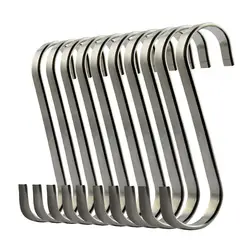 Set of 10 S Stainless Steel Suspension Hooks for Kitchen Cookware or Butcher Meat