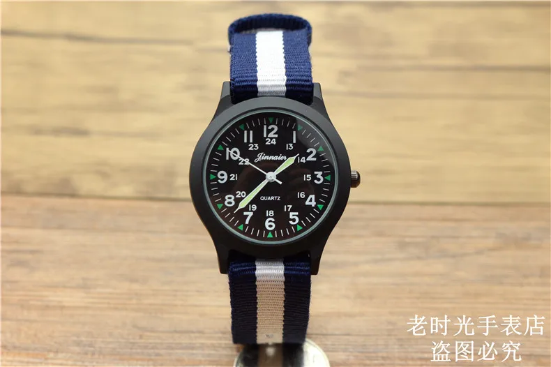 new fashion boys and girls outdoor sports army watch cute luminous hands middle student colorful nylon casual child gift clock