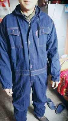 Plus size for 6XL Winter Men Denim Working Overalls Male Work Wear Uniforms Clothes Hooded Jumpsuits For Worker Repairman 101303