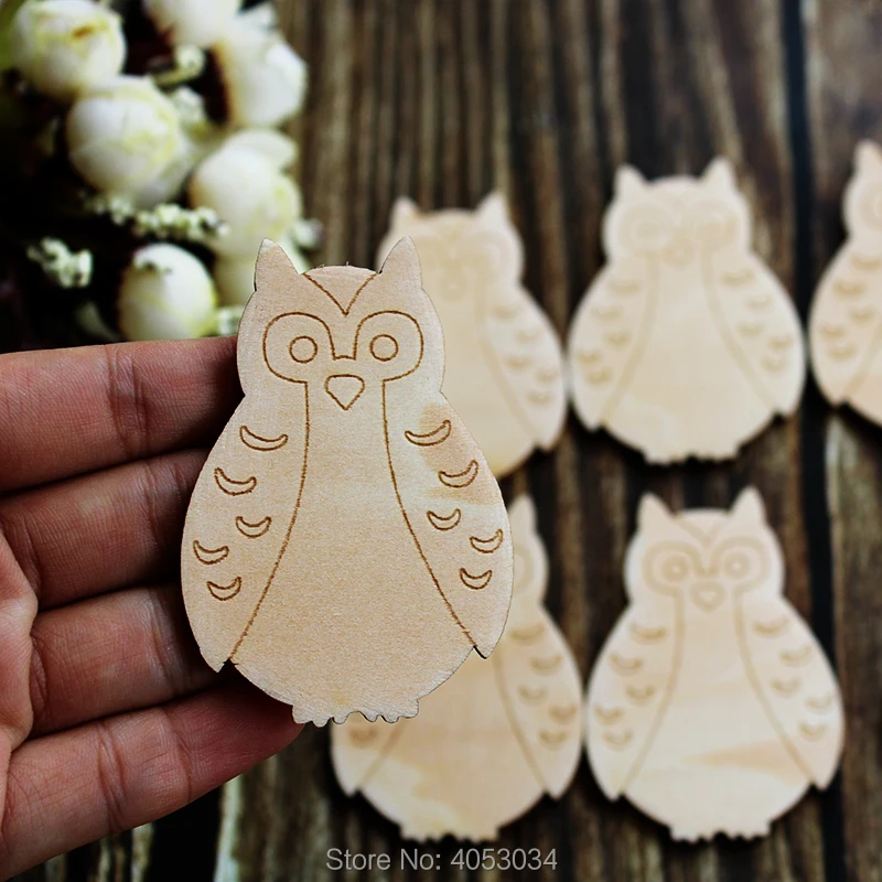 Wooden Owl Perching Craft Shape  Plywood Comic Cute Native Bird