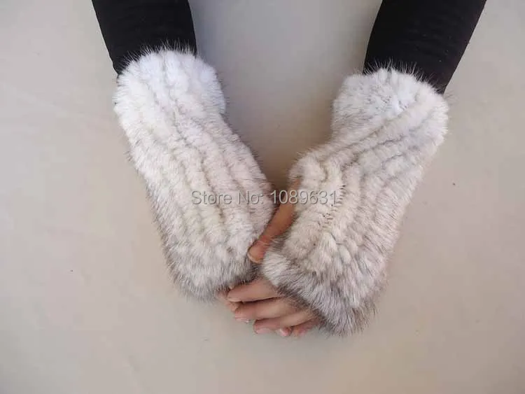 Women fashion fur gloves Mink knit gloves High density knit warm gloves