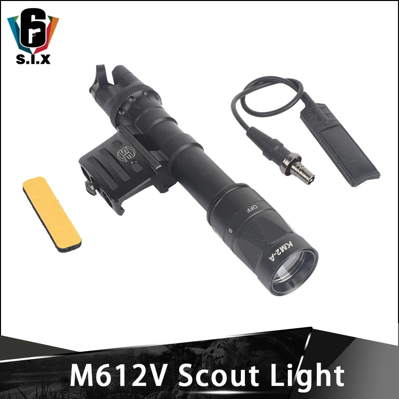 Tactical Airsof Flashlight M612V Scout Light wDS07 Switch Assembly With RM45 Offset Mount Picatinny Rail