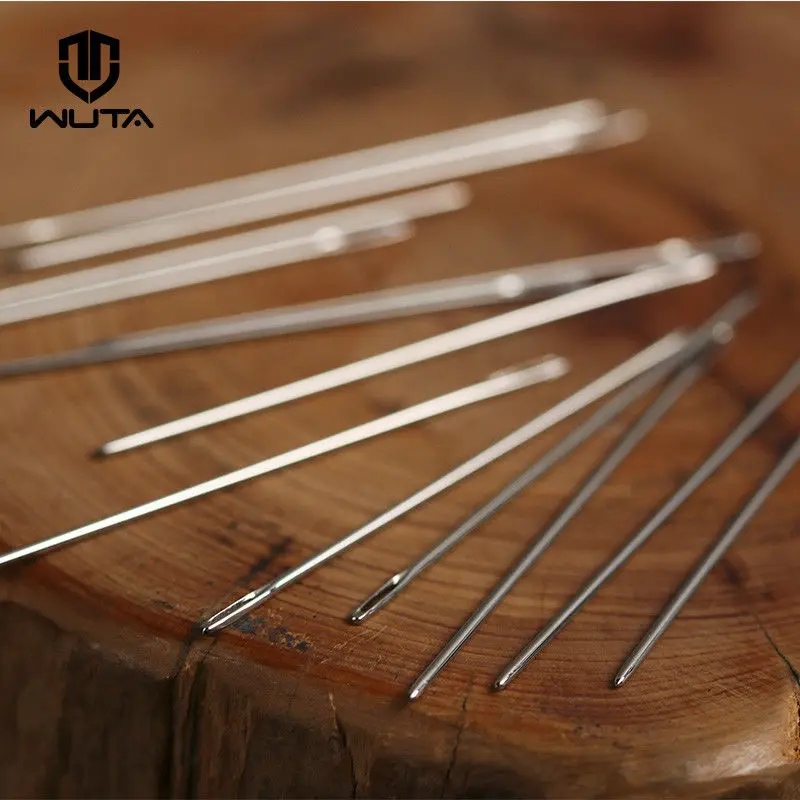 WUTA 12pcs Leathercraft Sewing Needles Large Eye Blunt Stitching Needle Harness Round-pointed Needle Leather Hand Sewing Blunt