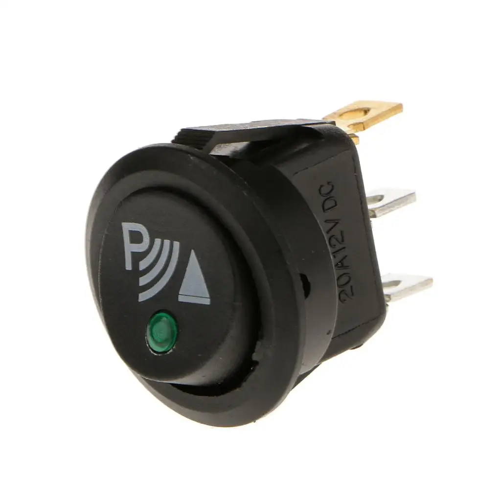 Illuminated LED 3 Pin P Rocker ON / OFF 12v DC Dashboard Switch Parking Reverse Sensor Front Rear Reversing Sensors