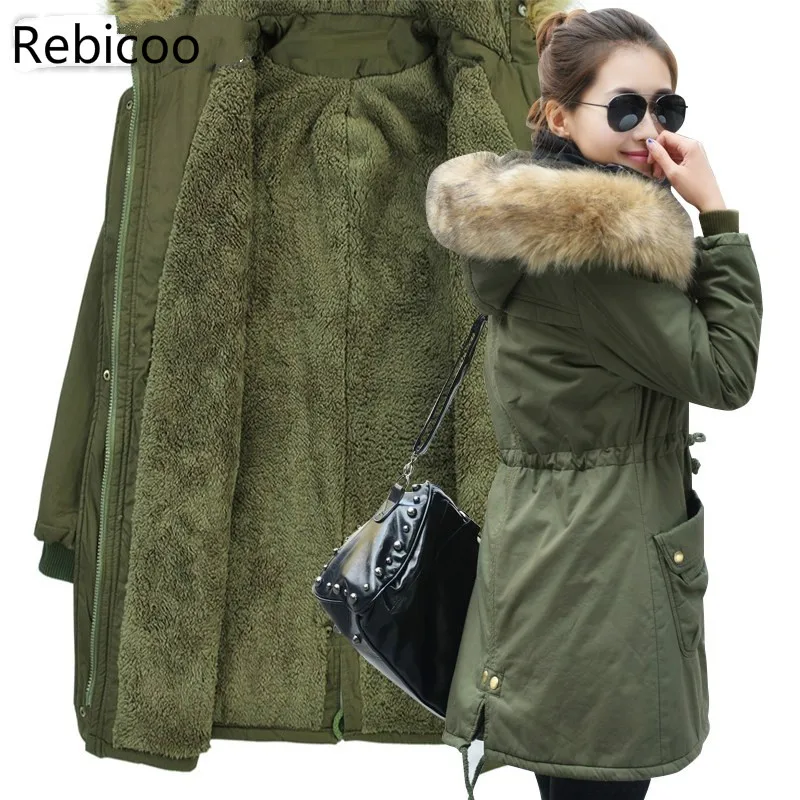

Fashion Autumn Warm Winter Jackets Women Fur Collar Long Parka 4xl Casual Cotton Womens Outwear Parka