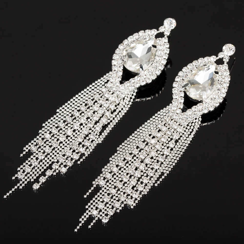 Big rhinestone dangle earrings for women fashion statement crystal tassel earrings more style earing evening Jewelry gift E3002