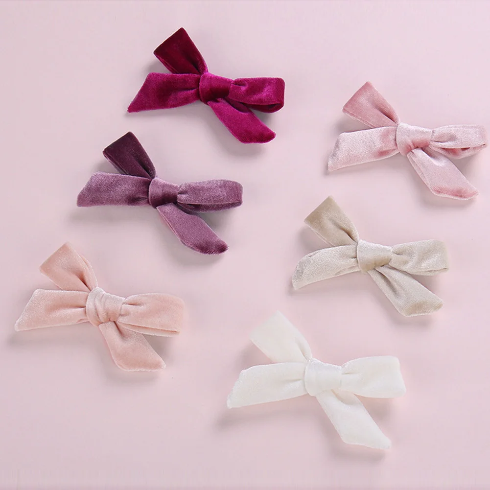 1pc Kids Velvet Bows Clip Hairpinss For Women  Autumn and Winter, Schoolgirls Hair Accessories Lovely Bow Hair Barrettes