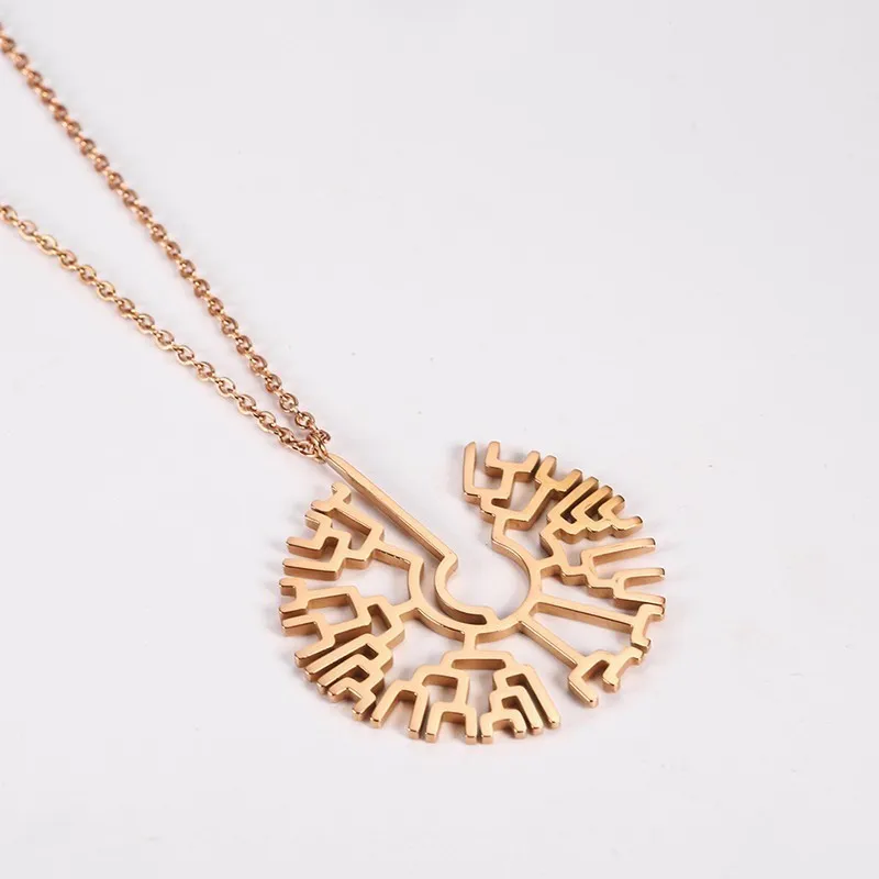 Simple Stainless Steel Tree Of Life Phylogenetic Evolutionary Tree Necklace Golden Creature Evolution Jewelry Necklace