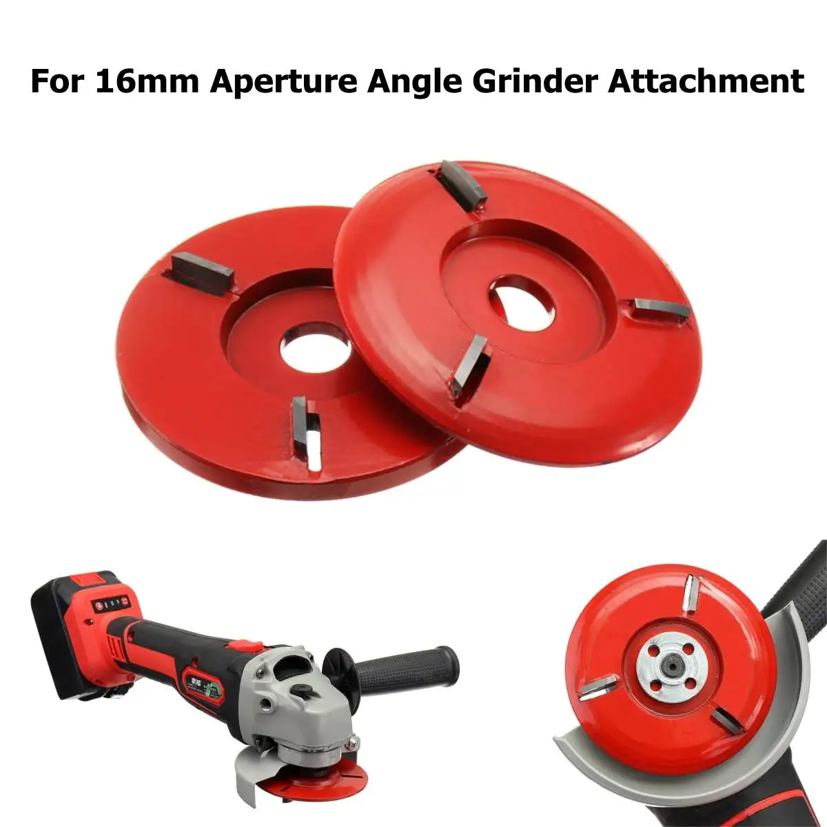 90mm Diameter 16mm Bore Red Power Wood Carving Disc Angle Grinder AttachmentPower Wood Carving Disc Angle Grinder Woodworking