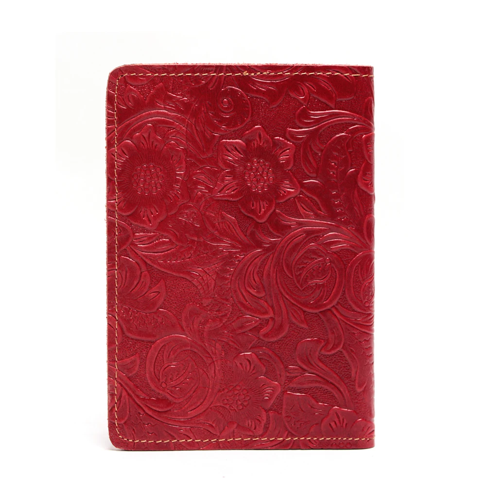Flower Passport Wallet Men Genuine Leather Travel Cover Case Document Holder Large Capacity Credit Purse