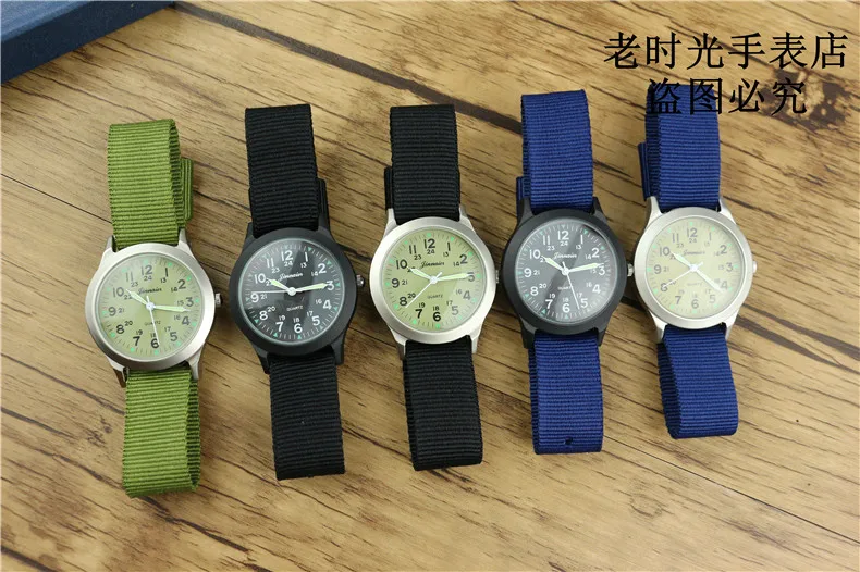 Nazeyt promotion unisex sports army watch middle student boys and girls luminous nylon couple watch multi-color gift clock