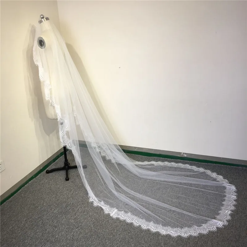 2019 Nuovo Merletto Del Ciglio 1.5 M/3 M Lungo di Alta-end Velo Da Sposa Bianco/Avorio Velo Da Sposa accessori Da Sposa mantiglia Veu De Noiva EE006