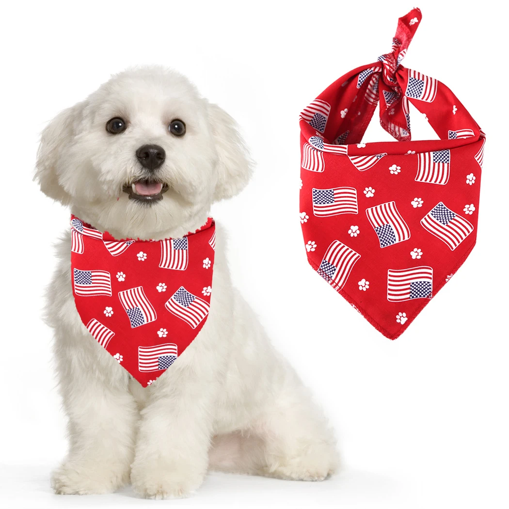 Spring And Summer Pet Triangle Towel Dog Bandana Creative American Flag Dog Bandana Bib Pet Bib Pet Bandana Supplies