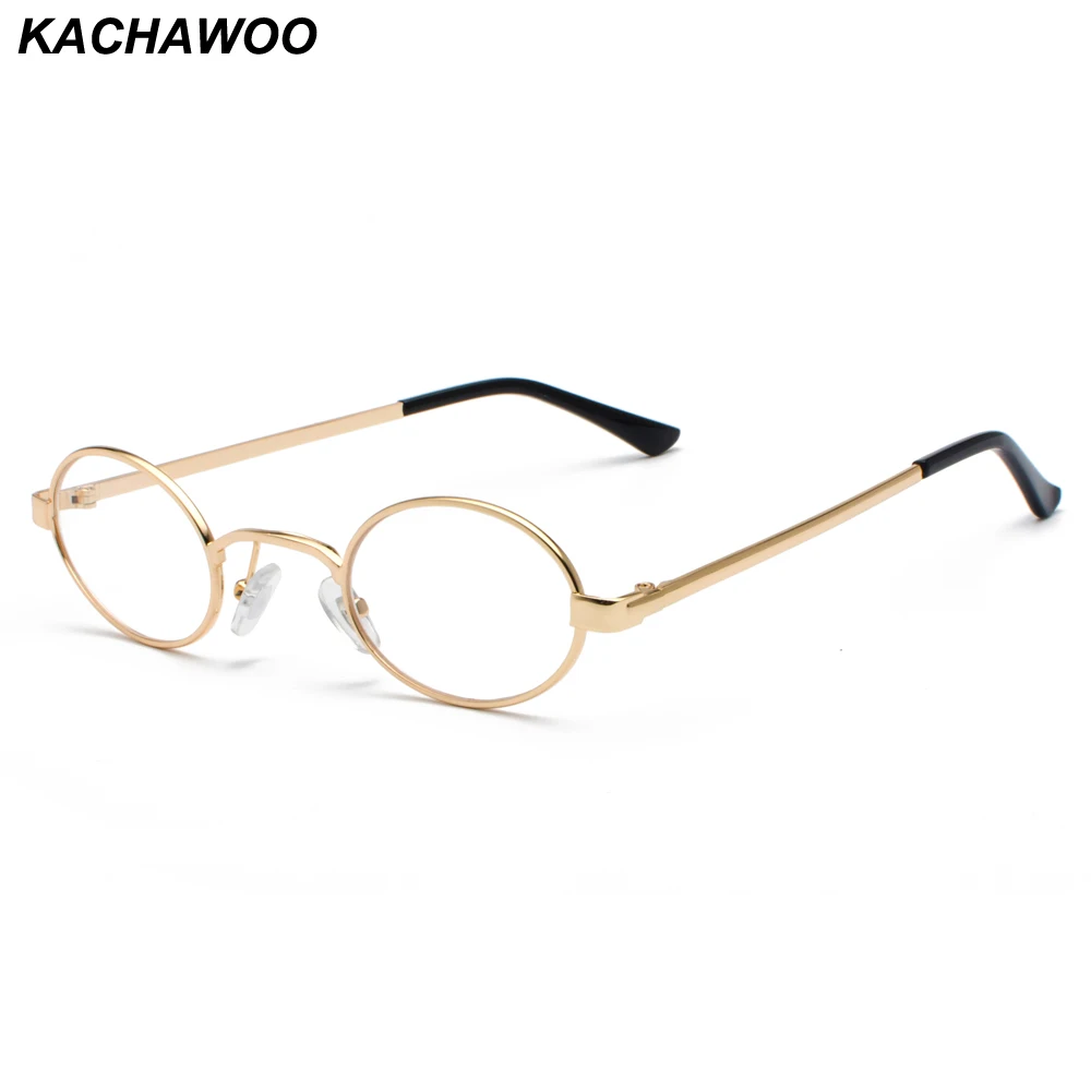 Kachawoo okulary vintage mężczyźni Tiny owalne metalowe okulary w stylu retro rama kobiety mały okrągły dekoracyjny akcesoria