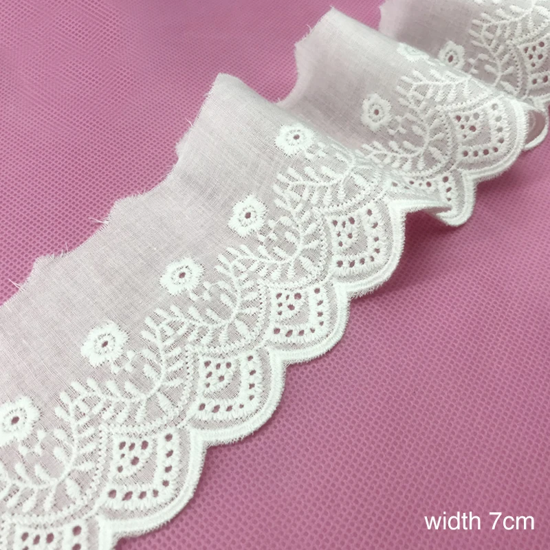 

14yards White Embroidery lace trims lace ribbon Cotton cloth lace Fabric handmade DIY garment sewing hemline clothing accessorie