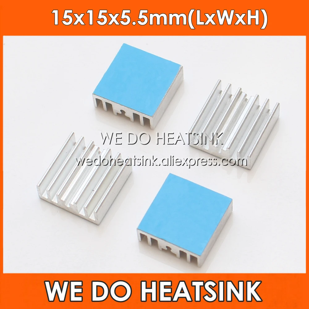 

WE DO HEATSINK 15x15x5.5mm Aluminum Cooling Cooler Heatsinks With Blue Thermal Conductive Adhesive Stick Pad