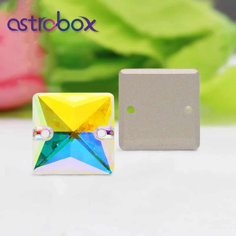 Astrobox Magic Square Sew on Rhinestone With Two Holes Flat Back K9 Glass Loose Diamond Stones Garment DIY Clothing  Jewelry