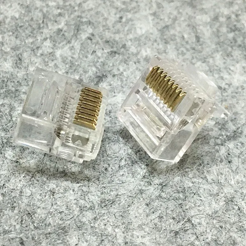 Quality Short Body CAT5E Crystal Head RJ45 Connector 8P8C Plug OFC Copper Network Adapter For Flat Cable Computer Ethernet