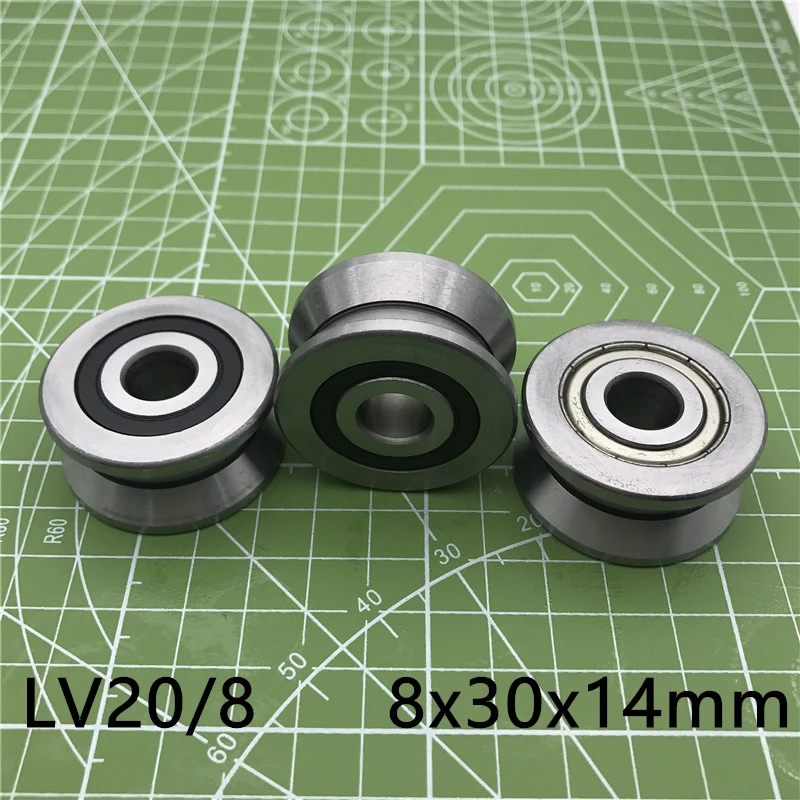 2025 Time-limited New V Groove Guide Roller Bearings Lv20/8 Zz V-30 Rv20/8-10 8*30*14 (precision Double Row Balls) Abec-5