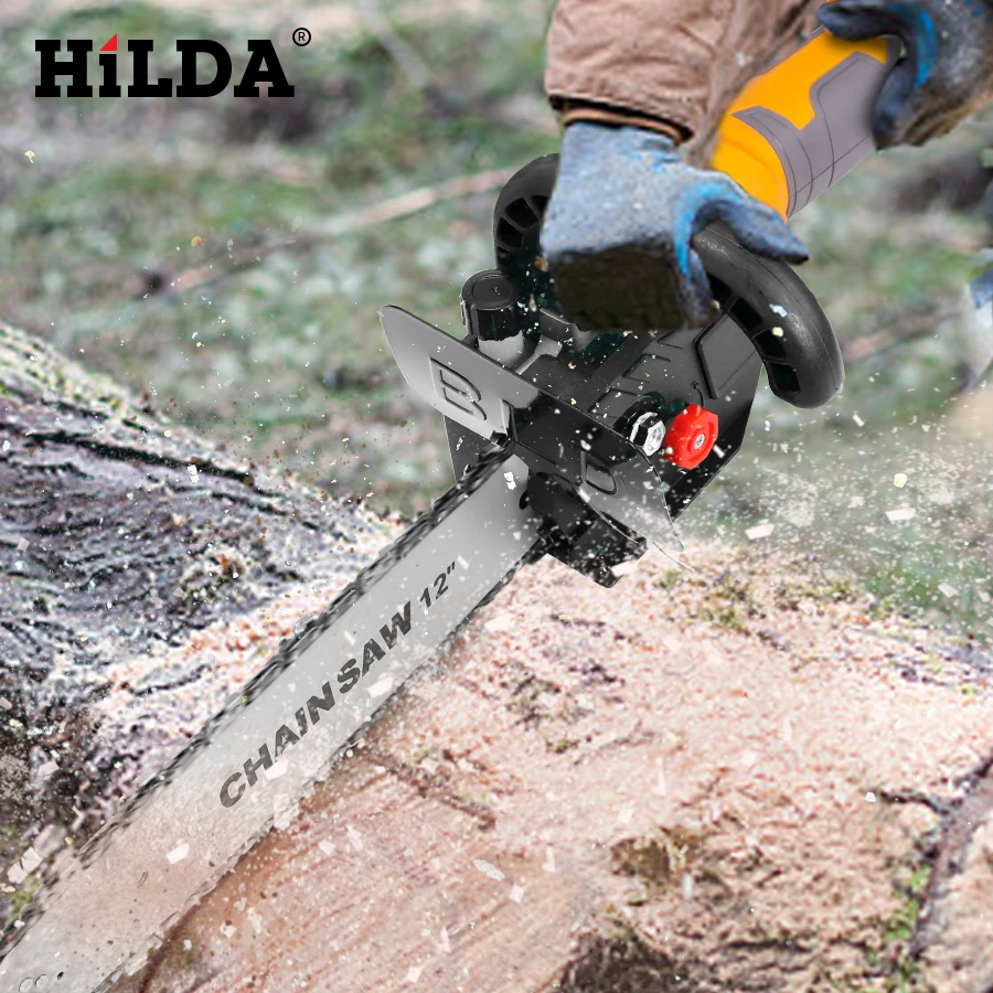 HILDA Electric Chain Saw Adapter Converter Bracket DIY Set For Angle Grinder Woodworking Tool 11.5inch/12inch