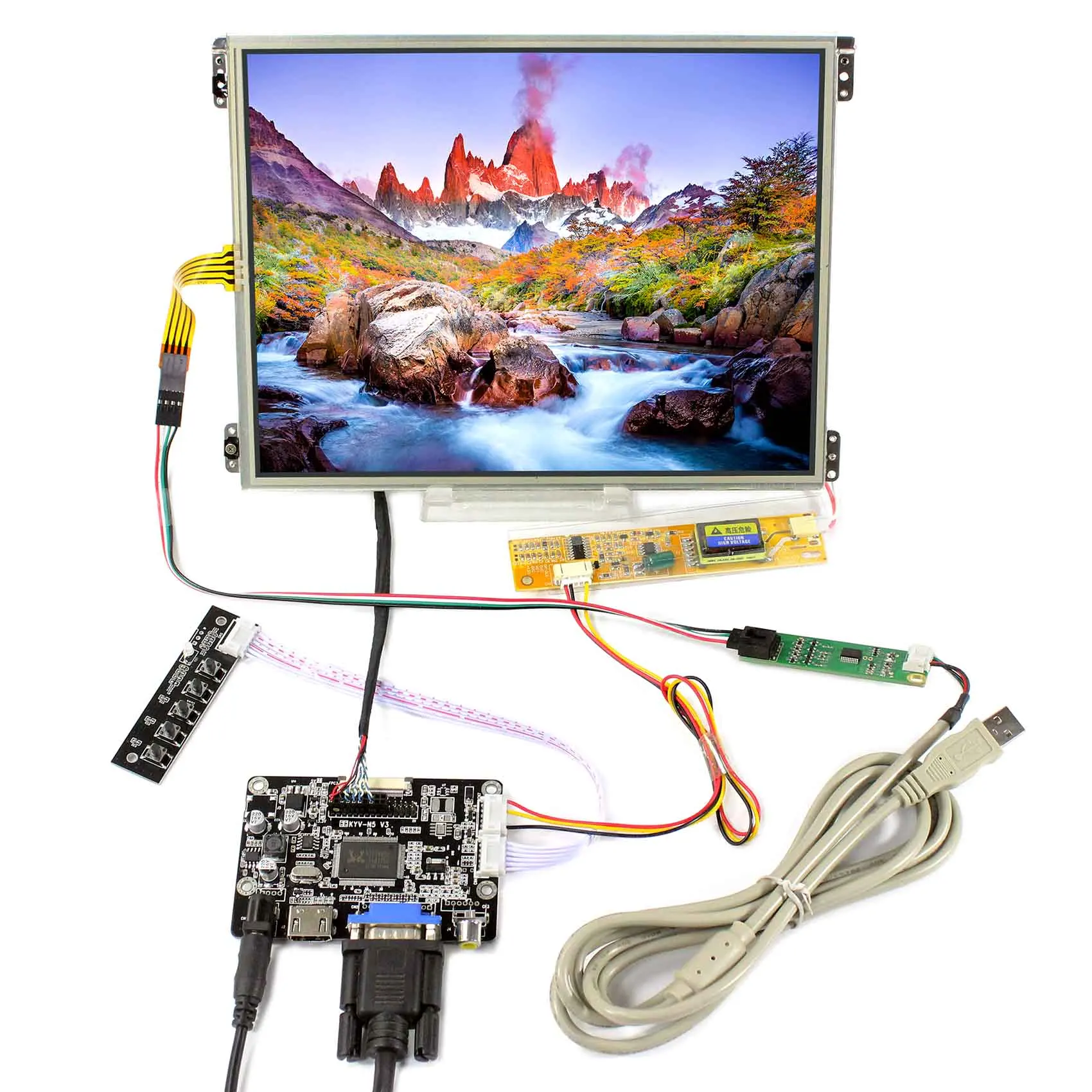 Controller tela lcd de toque com 10.4 polegadas, 1024x76., placa controladora lcd de alta definição com mi vga av HT10X21-311 v3.