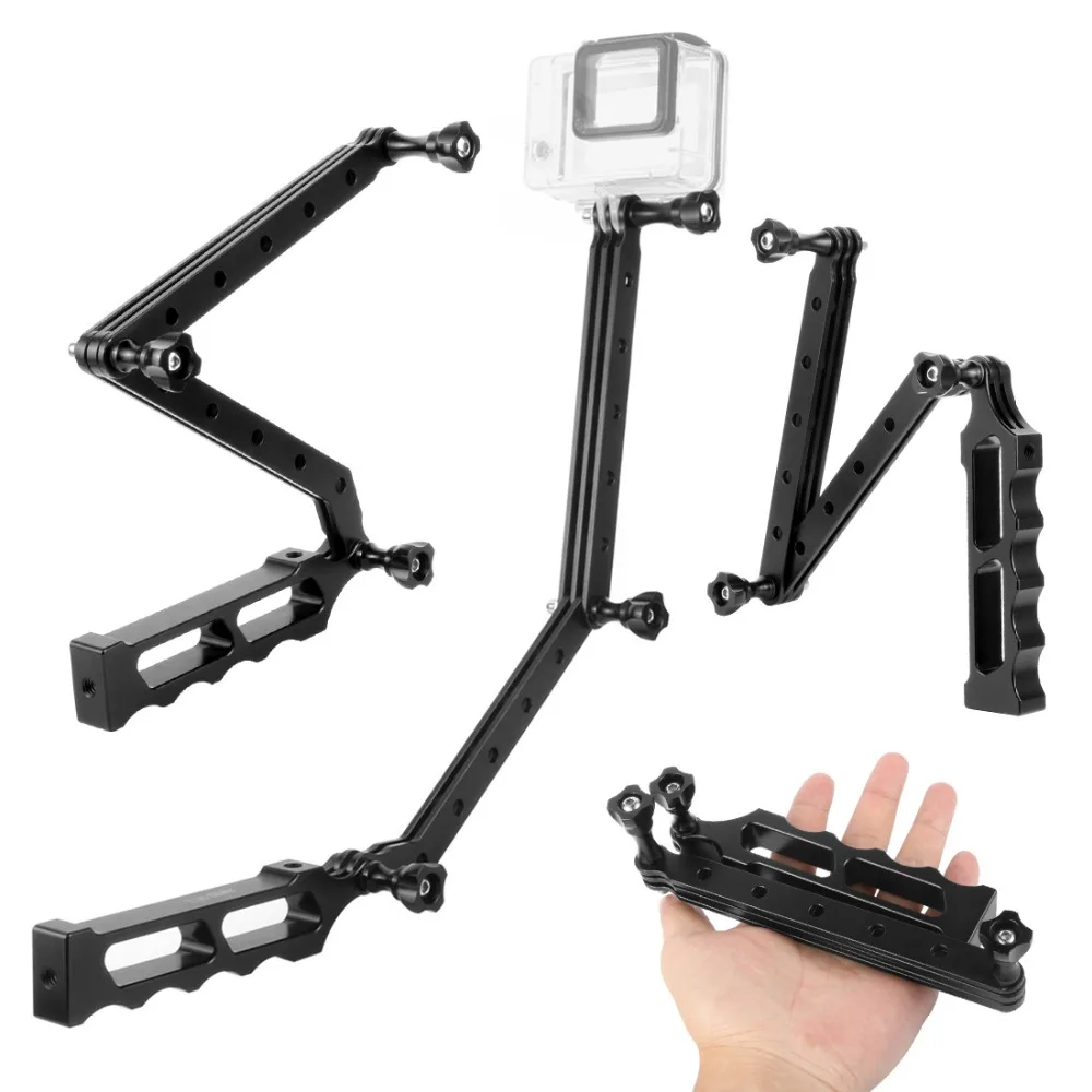 CNC Selfie Stick Extension Rod Foldable Tripod Arm Stand Bracket Helmet for Gopro 7 6 5 4 3  /EKEN/SJcam/Yi/Gitup Sports Camera