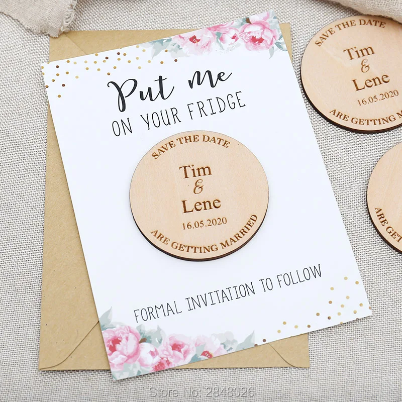 

personalized Rustic Flower save the date magnet,Wooden Saved the Date, Wedding birthday baby bridal shower party favors gifts