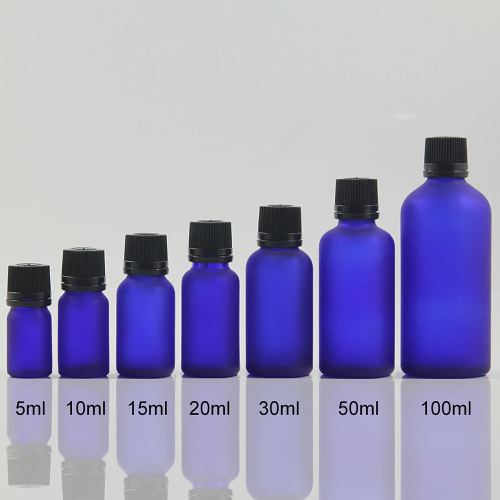 100Pcs Veel Blauwe Glazen Fles 50Ml Olie Luxe, Glas Olve Olie Fles Met Schroefdop Zwart