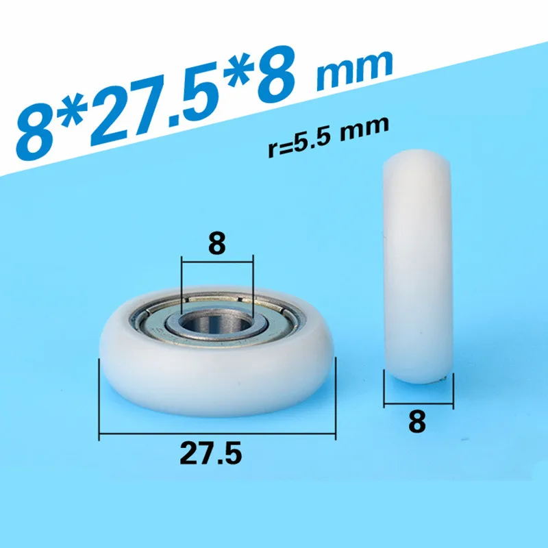 

10PCS Free Shipping 8*27.5*8 round type 608zz ball bearing POM roller wheel PIPELINING POM Bearing pulley