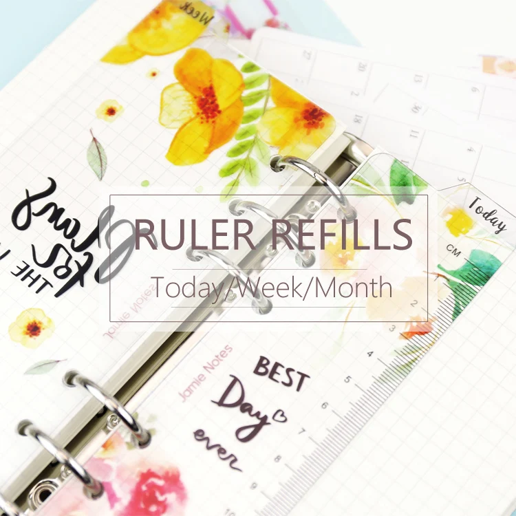 MyPretties Today Week Month Ruler A5 A6 Refills Index Divider for Planner 6 Hole Binder Notebook Organizer Soft Ruler N.622