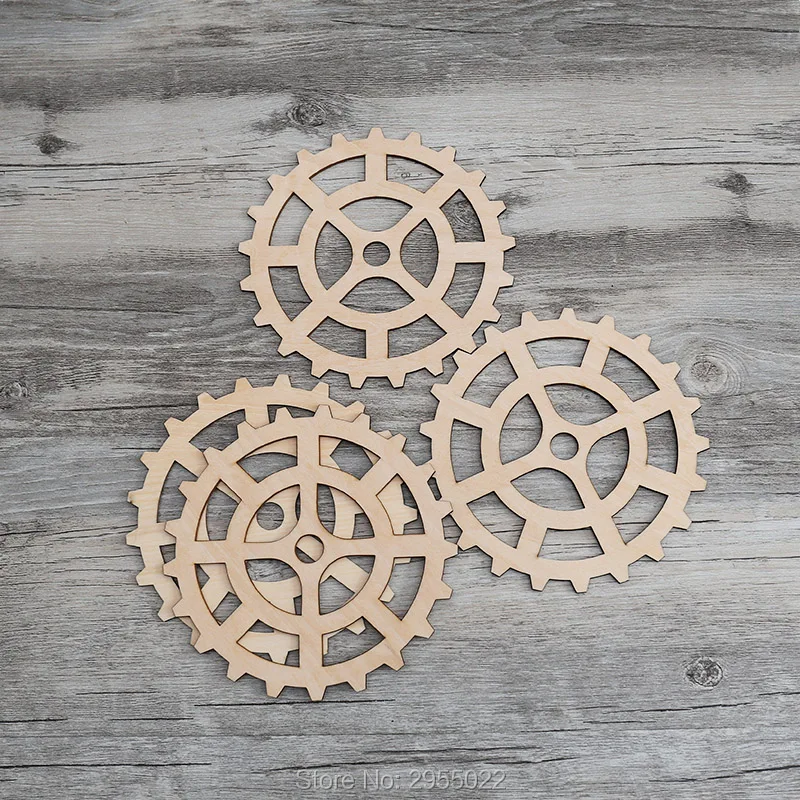 Wooden Gears  Laser Cut Unfinished DIY mechanical tags,Wood worker  tags, craft shape,Rustic wedding DIY decor