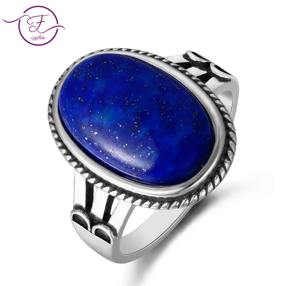 

Men's and Women's 925 Sterling Silver Jewelry Ring Oval Natural Moonstone & Natural Lapis & White Chalcedony Gemstone Ring Gift