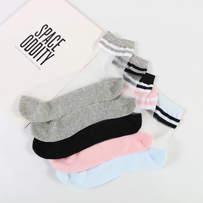 DONG AI transparent refreshing and breathable transparent shiny summer socks multi-color optional sexy ladies girls thin silk