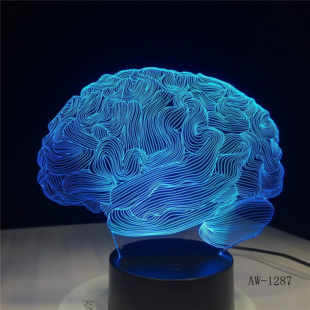 

Brain Shape 3D Illusion Lamp 7 Color Change Touch Switch LED Night Light Acrylic Desk lamp Atmosphere Novelty Lighting AW-1287