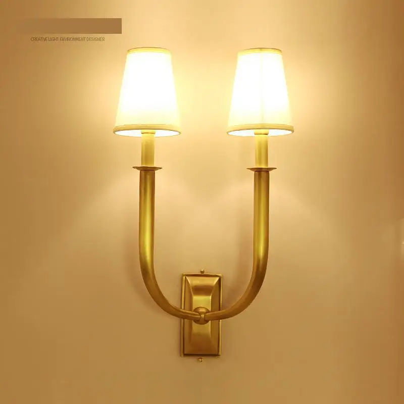 2 heads Wedding decoration wall sconce buckhorn Lamp dressing room led Mirror light dining room Bar Copper indoor wall lighting