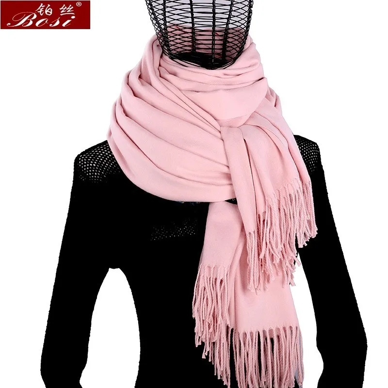 Winter cashmere women scarf shawl pashimina long scarfs scarves warm 250g poncho hijab luxury brand Red wine black oversize