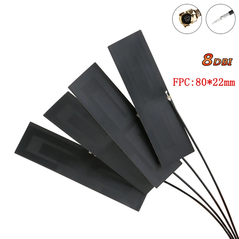 10Pcs GSM GPRS 2G 3G 4G LTE internal antenna 8dbi FPC 80*22mm wireless modem aerial 8cm Long IPEX connector