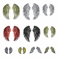 PGY 12 Design Sequin Patch DIY Angel Wings Iron On Patches For Kids Clothes Sew-On Embroidered Patch Motif Applique Stickers