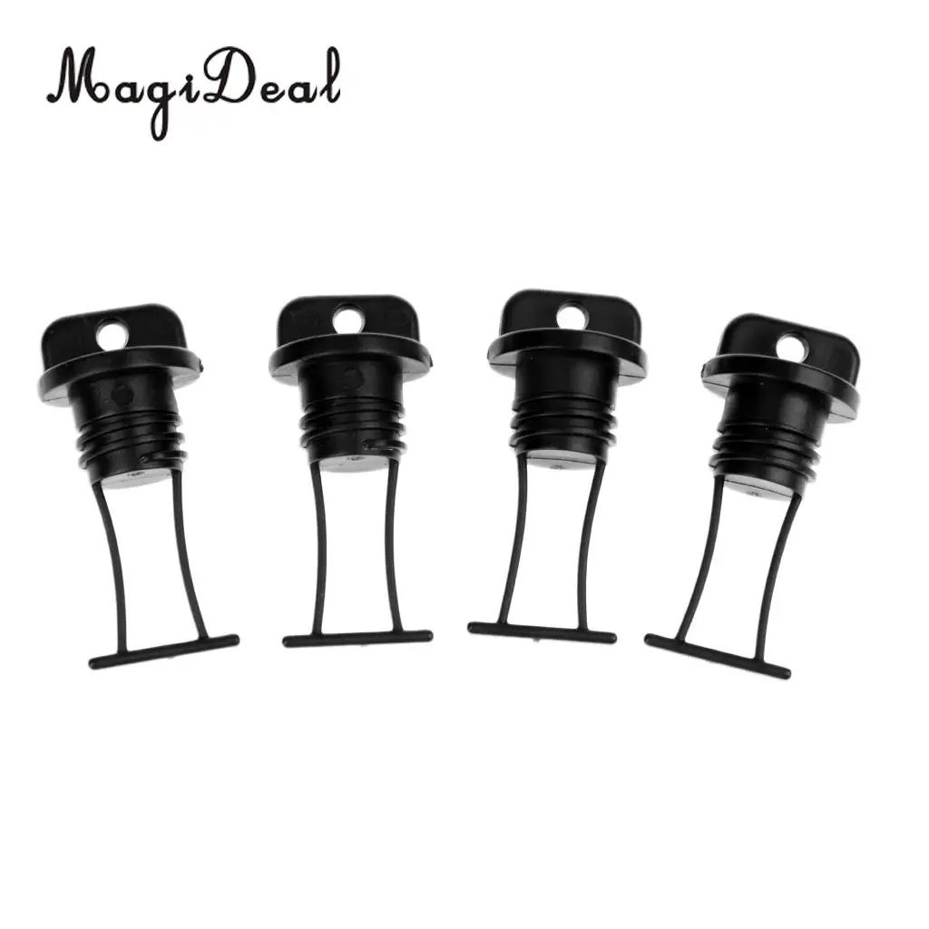 MagiDeal 4 Pieces Black Plastic Hull Drain Plug Universal for Kayaks Canoes Boats