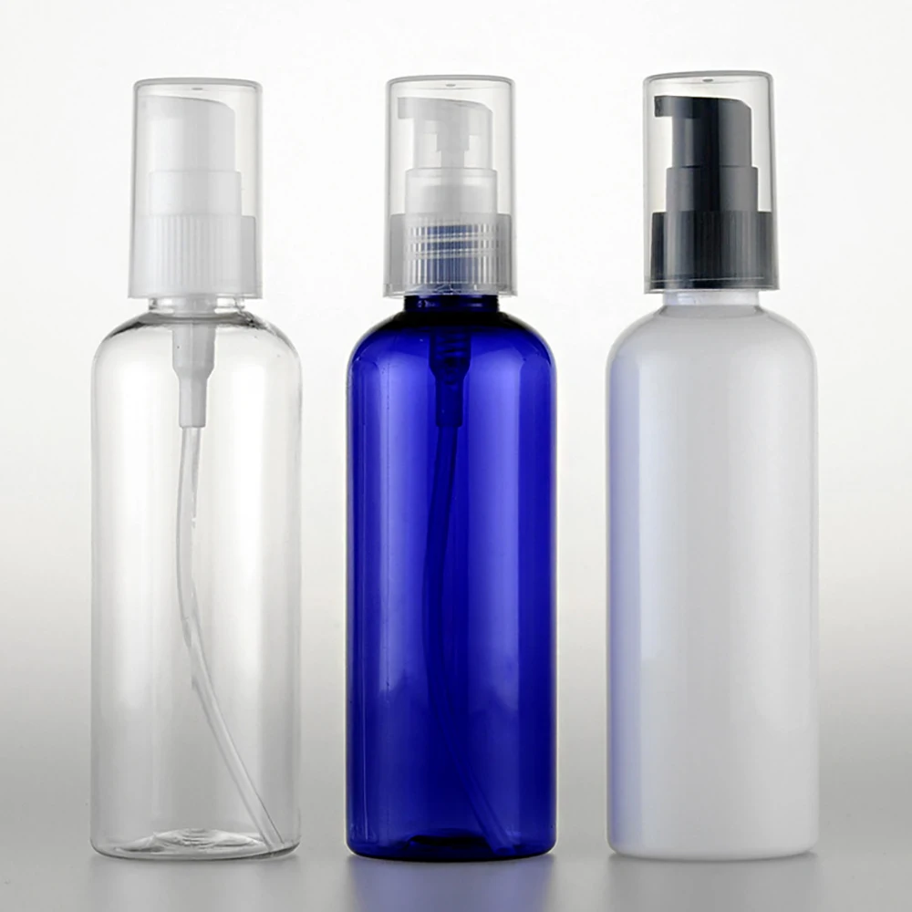 

100pcs pump bottle 100ml PET bottles, wholesale empty serum pump bottle with clear lid refillable bottles