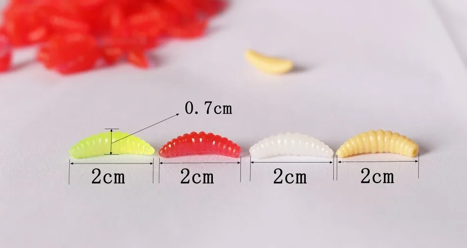 2018 New 5PCS 2cm 0.3g Maggot Soft Fishing Lure Grub  Baits Smell Worms Glow Shrimps Fishing Lures