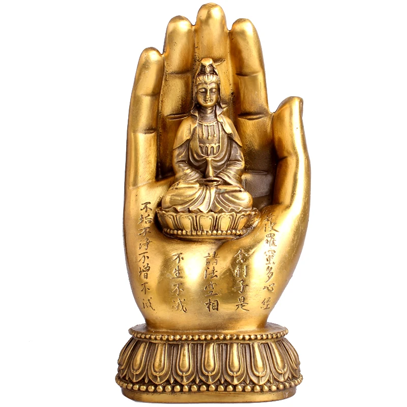 

Pure Copper Buddha Hand Guanyin Ornaments Guan Yin Statue Buddhist Bodhisattva Home Decorations Avalokitesvara Figurine Kwan-yin